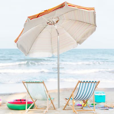 6.5FT Patio Beach Umbrella with Aluminum Frame & Portable Carrying Bag