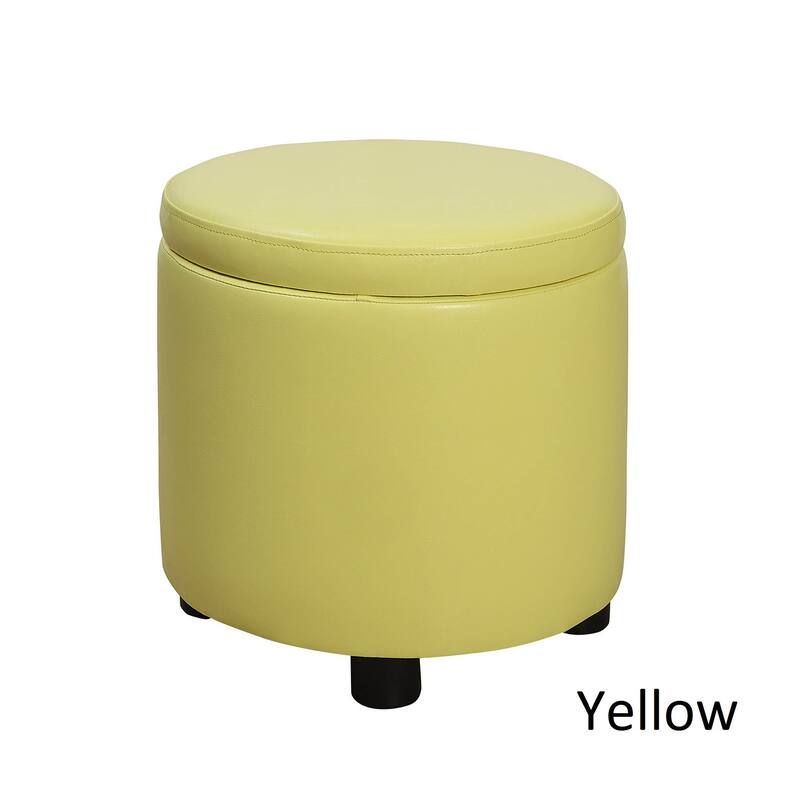 Convenience Concepts Designs4Comfort Round Accent Storage Ottoman with Reversible Tray Lid