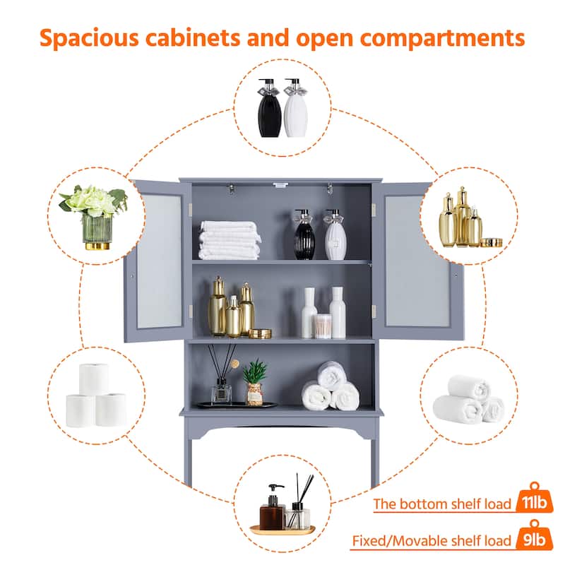 Yaheetech Bathroom Organizer Over The Toilet,2-Door,1 Open-Shelf