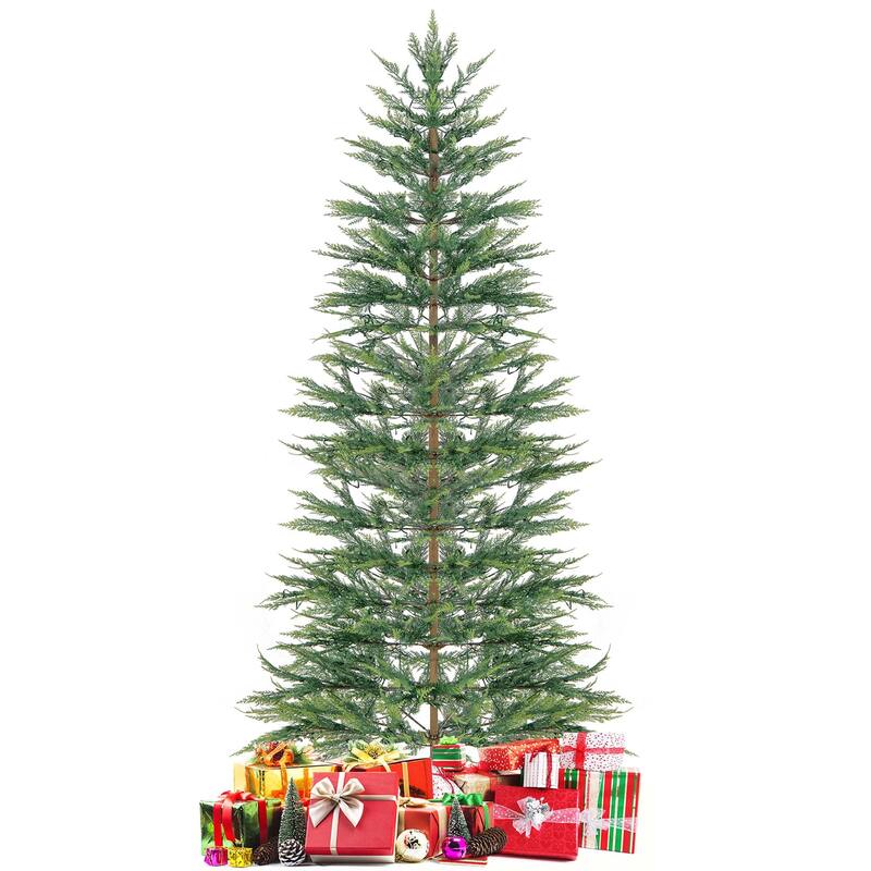 Costway 6.5 FT/7.5FT Pre-Lit Christmas Tree Hinged with 470/612 PE