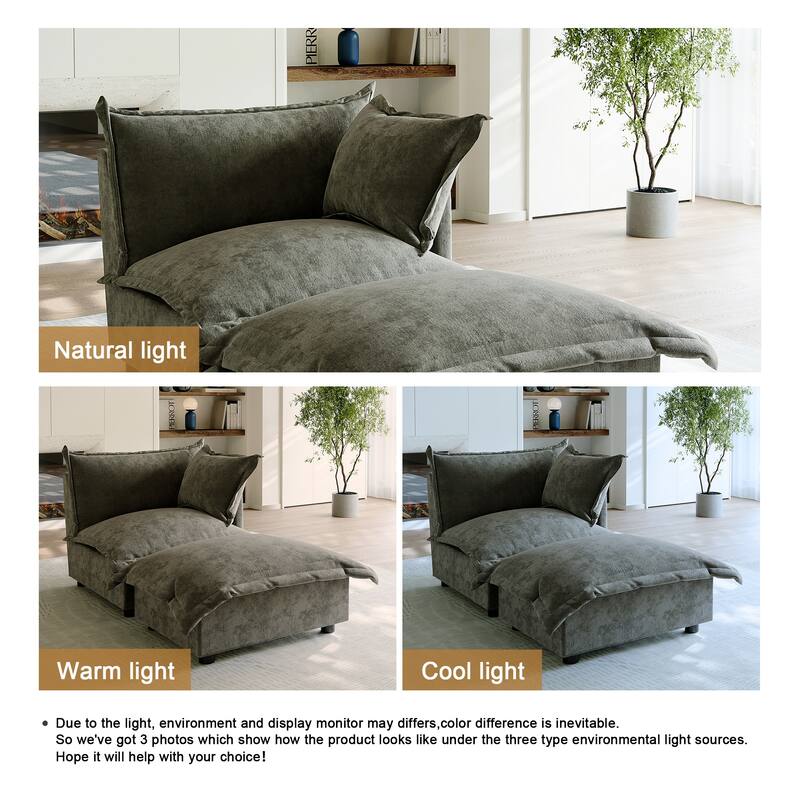 Casual 40"W Oversized Soft Comfy Cloud Chenille Chaise Lounge with Ottoman