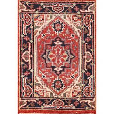 Geometric Heriz Serapi Oriental Rug Hand-Knotted Foyer Wool Carpet - 2'0" x 3'0"