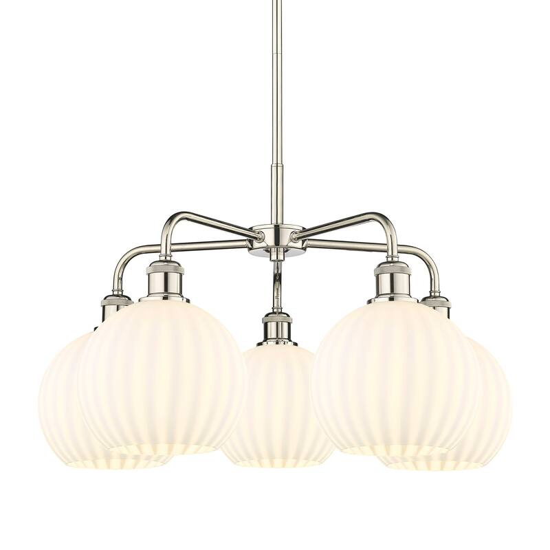 Innovations Lighting 516-5C-16-26-White Venetian-Indoor Chandelier - Polished Nickel / White Venetian