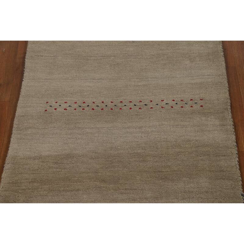 Hand Knotted Oriental 100% Wool Carpet Tribal Tribal Beige & Ivories Gabbeh Area Rug - 4' 10'' X 2' 9''