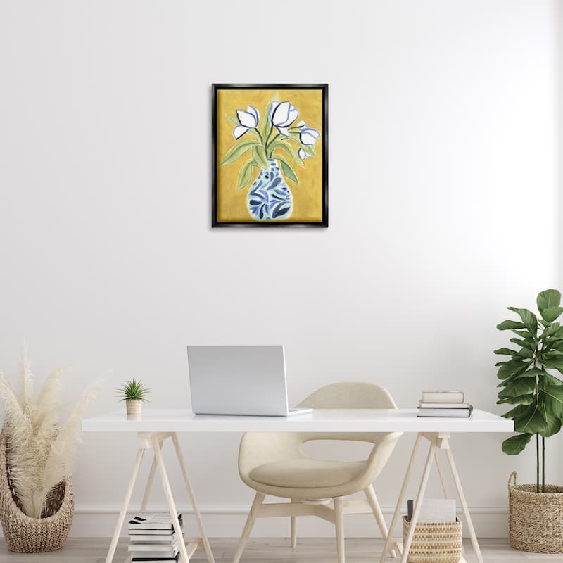 Stupell Lively Tulips in Vase Framed Floater Canvas Wall Art Design By June Erica Vess