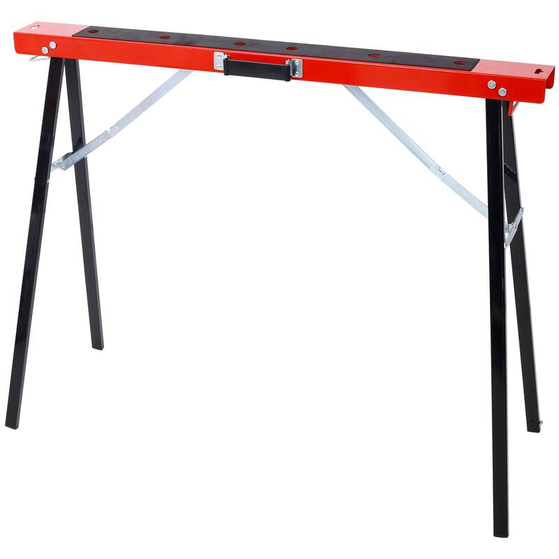 Saw Horses 2 Pack, Folding Portable Work Horse with Fast Open Legs, Convenient Handle, Heavy Duty Steel Sawhorse for Garage