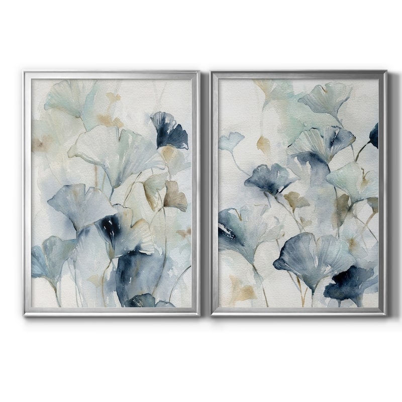 Indigo Ginkgo I Premium Framed Print - Ready to Hang - Multi-Color - 22.5X30.5 - Silver