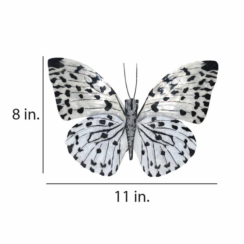 Eangee Handmade Butterfly Capiz Shell Wall Decor Black And White, 11 x 1 x 8 in.