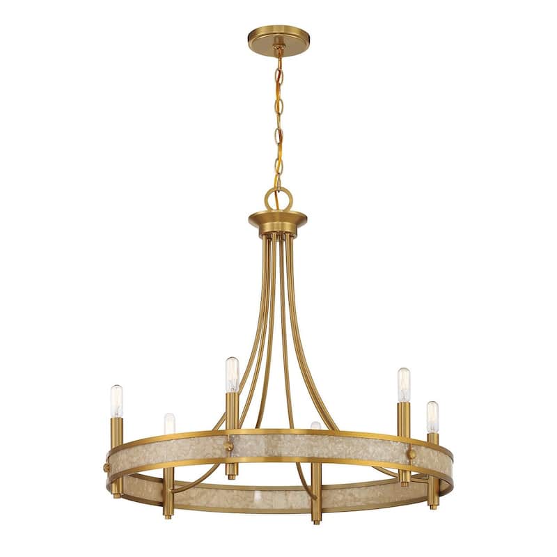 Warm Brass Six Light Chandelier from the Camden Collection