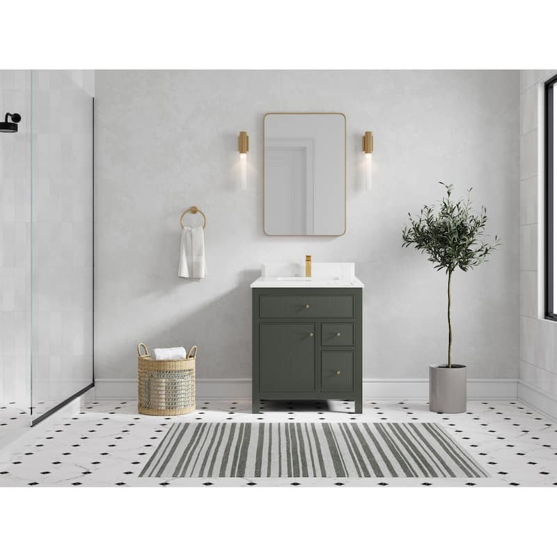 Willow Collections 30 in W x 22 in D Sonoma Free Standing Reeded Single Sink Bathroom Vanity with Countertop