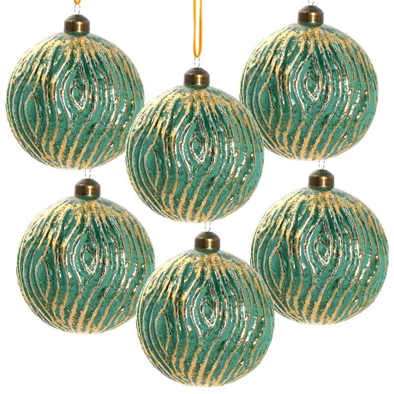 D3.9" Glass Decorative Hanging Ball Christmas Tree Ornaments