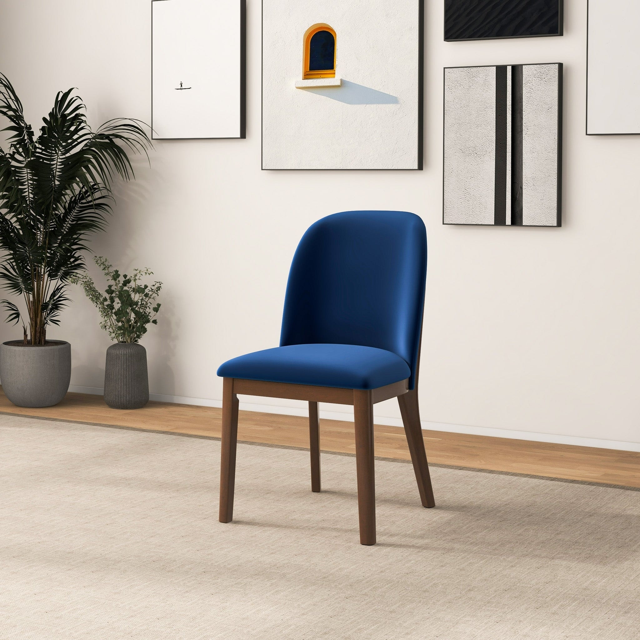 GDFStudio - Kaitlyn Modern Mid-Century Dining Chair with Solid Wood Legs & Upholstered Seat Back, Set of 2 - 23"