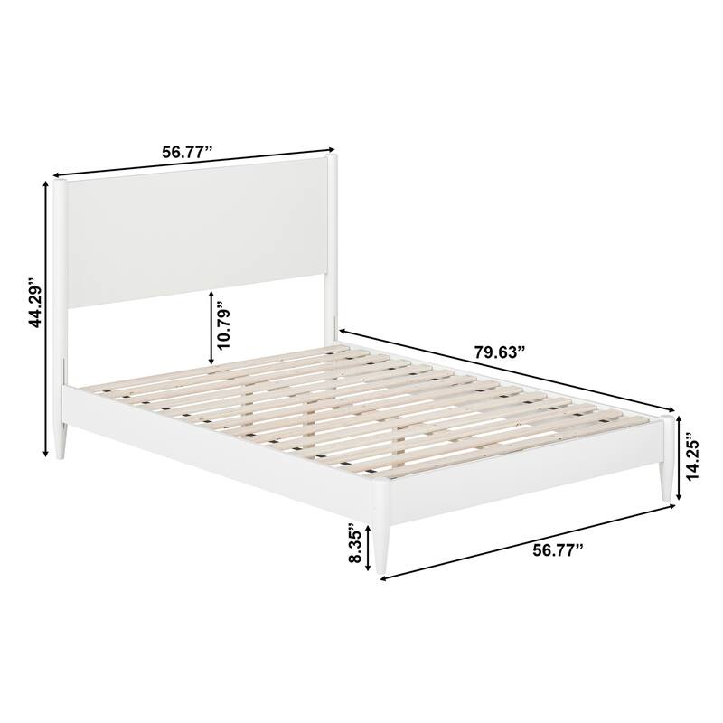 Solid Wood Low Profile Platform Bed - Full Size Bed Frame with Headboard - Modern Bedroom Furniture