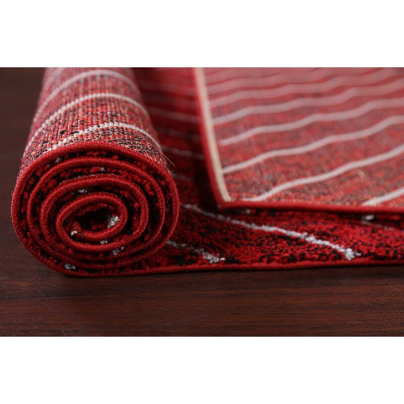 Red Chevron Style Transitional Oriental Turkish Rug Modern Carpet