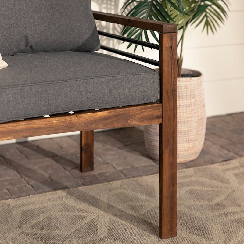 Middlebrook Acacia and Metal Outdoor Love Seat with Cushions