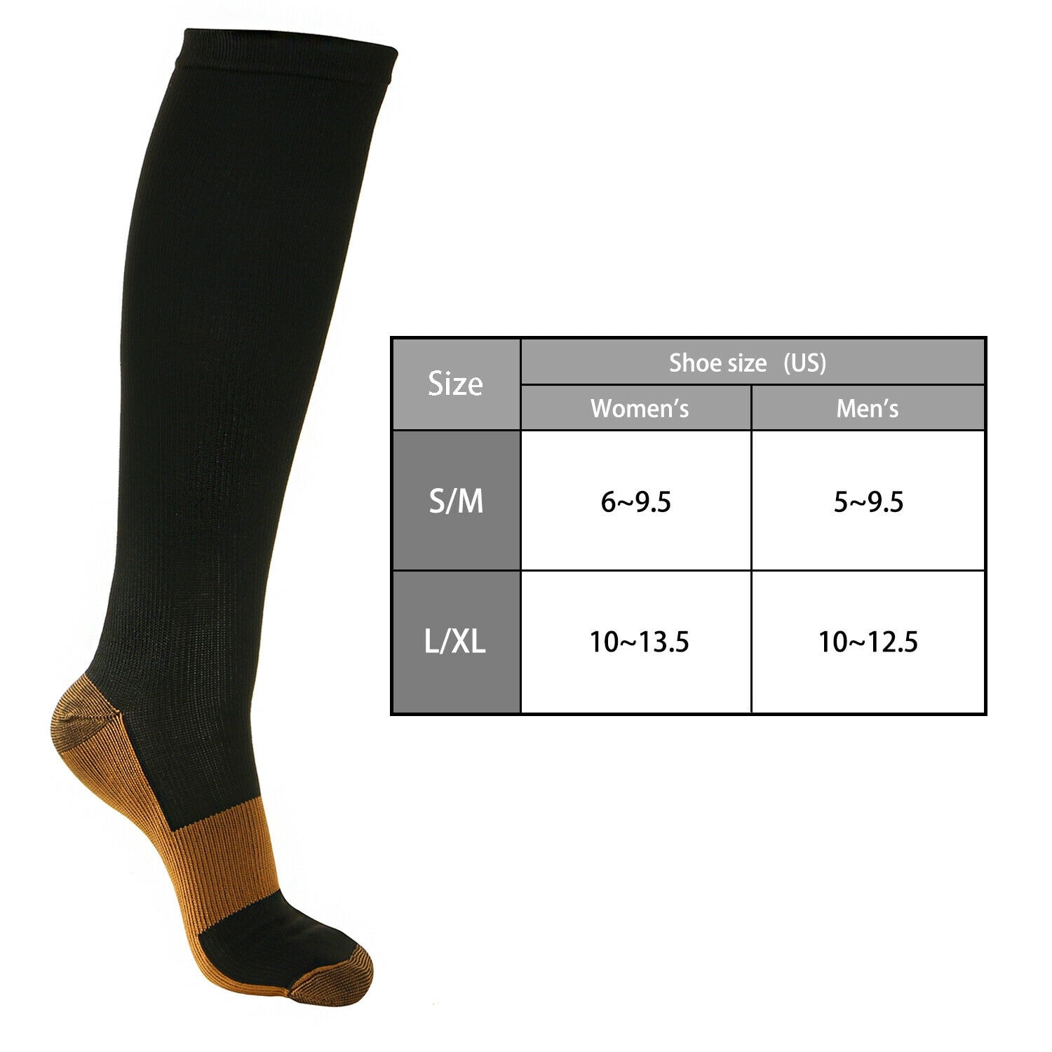 1 Pair Universal Leg Compression Socks Graduated Calf Pain Relief - Bed  Bath & Beyond - 31500734