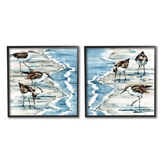 Stupell Sandpipers Grazing Beach Shore 2 Piece Set Framed Giclee ...