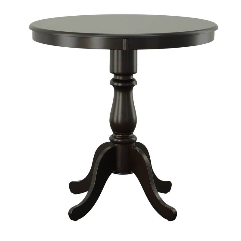 Carved Round Pedestal Bar Table - 36" - Espresso Brown