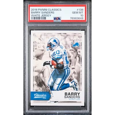 Barry Sanders 2016 Panini Classics White Jersey Football Card #138 Graded PSA 10 - 8'6" x 11'6"