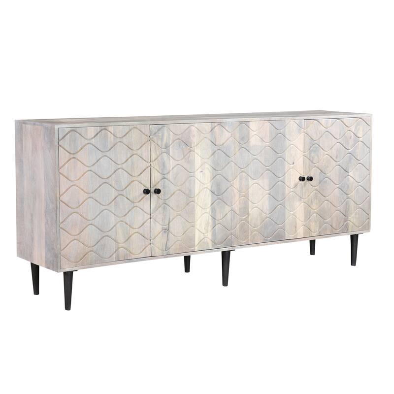 Caden Wave Pattern Wood 4-Door Sideboard
