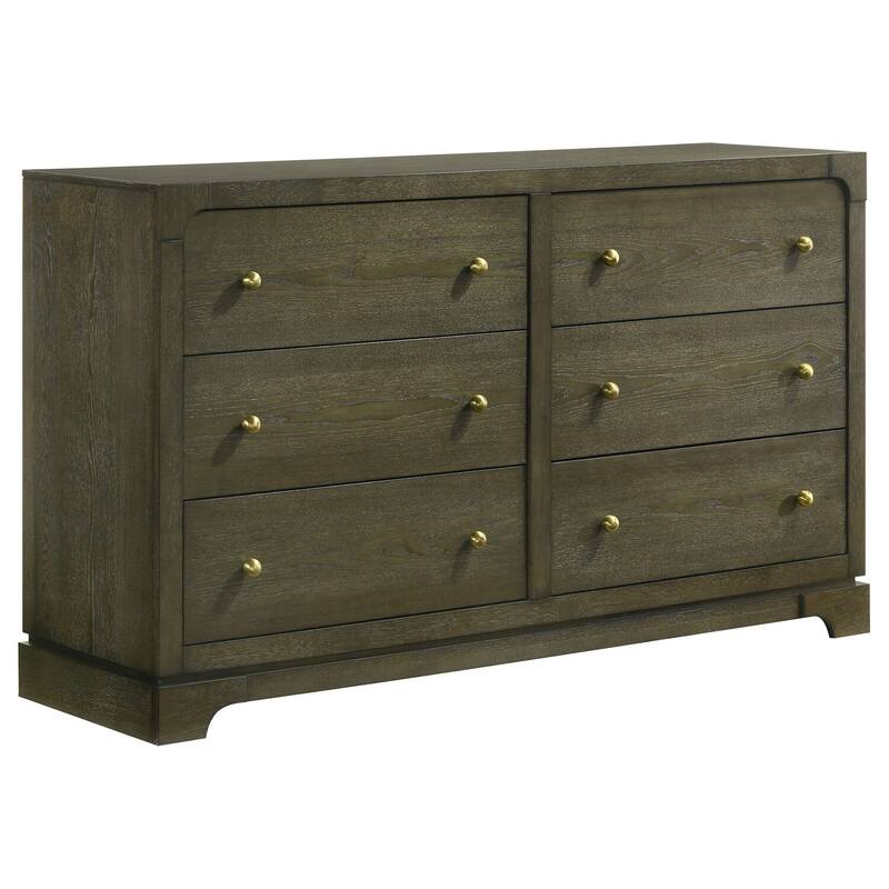 6-Drawer Dark Cocoa Dresser Cabinet with Sleek Finish, Smooth Glide Drawers, and Durable Bedroom Storage Design