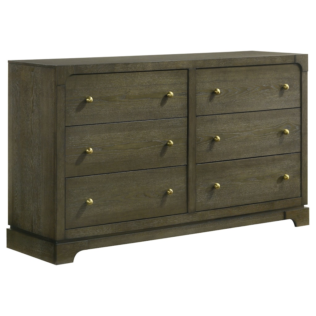 6-Drawer Dark Cocoa Dresser Cabinet with Sleek Finish, Smooth Glide Drawers, and Durable Bedroom Storage Design
