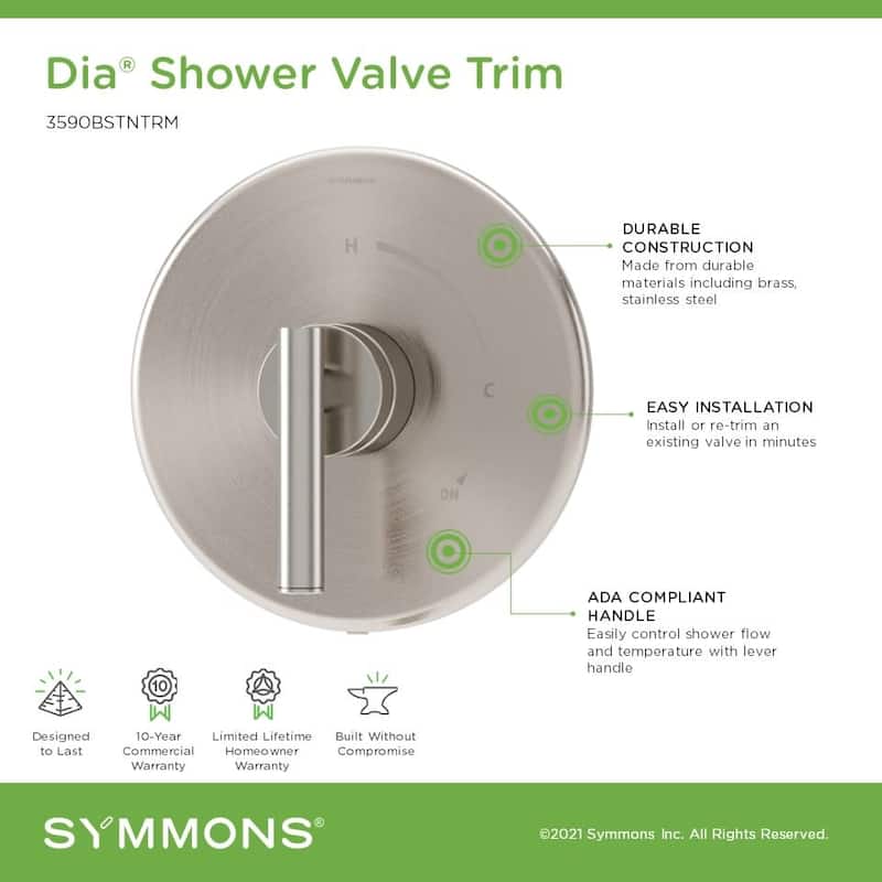 Symmons 3590BTRM Dia Pressure Balanced Valve Trim Only with Single