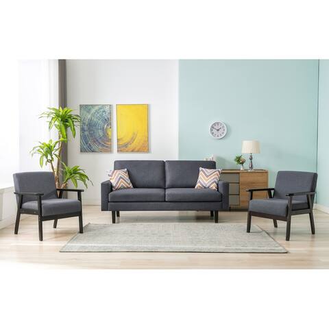 Bahamas Linen Sofa and 2 Chairs with 2 Throw Pillows