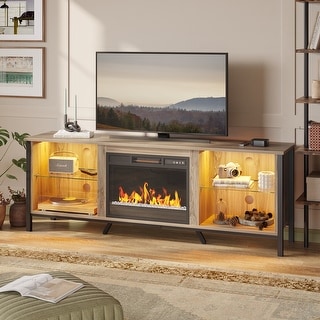 Bestier 70" TV Stands with Fireplace for 75 inch TVs Gaming ...