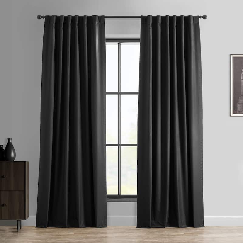 Exclusive Fabrics Essential Polyester Solid Blackout Curtains - Thermal Insulated Window Curtains Rod Pocket (Single Panel) - 50 X 84 - Deep Black