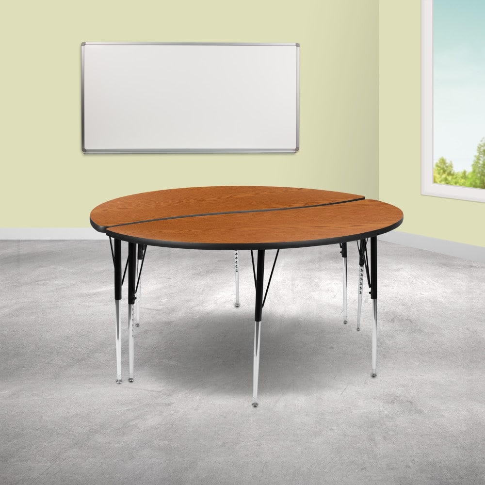 2 Piece 60" Circle Wave Flexible Grey Adjustable Activity Table Set