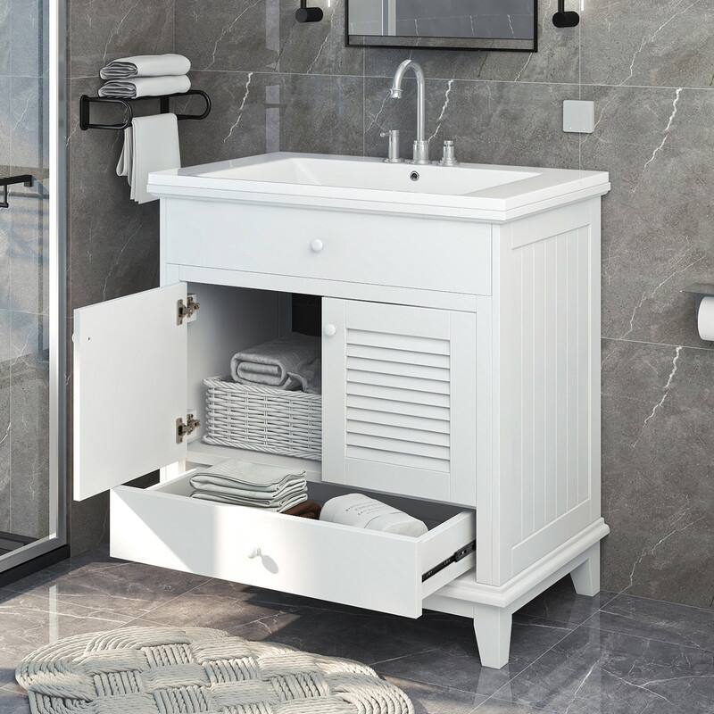 30" Bathroom Vanity with Sink,Two Doors and One Drawer - With Sink