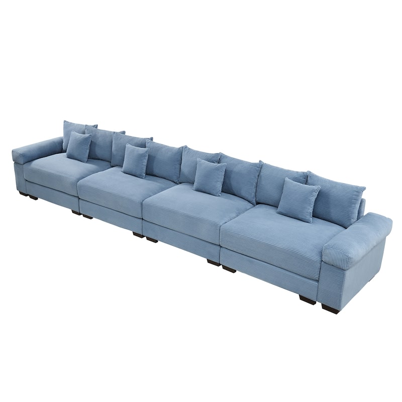 GDFStudio - Corduroy 4-Seater 170" Cloud Sofa Couch with Extra-Thick Armrests