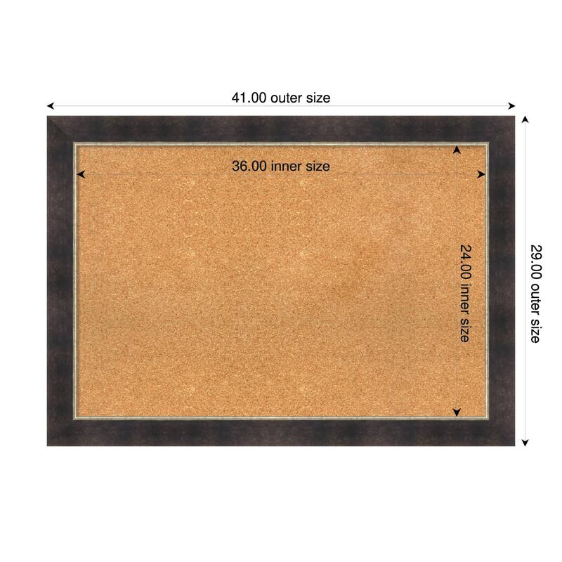 Odin Antique Bronze Wood Framed Cork Board - Bulletin Board, Organization Board, Pin Board - Natural - 41 x 29 in