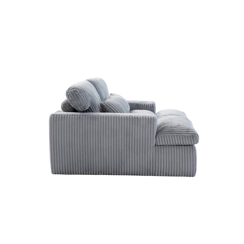 Double Chaise Lounge Chair, Oversized Upholstered Sleeper Cloud Couch, Grey Corduroy, No Assembly Required