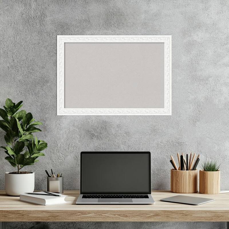 Bethany White Wood Framed Cork Board - Bulletin Board, Organization Board, Pin Board