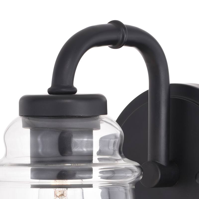 Toledo Black Industrial Farmhouse Clear Glass Vanity Fixture