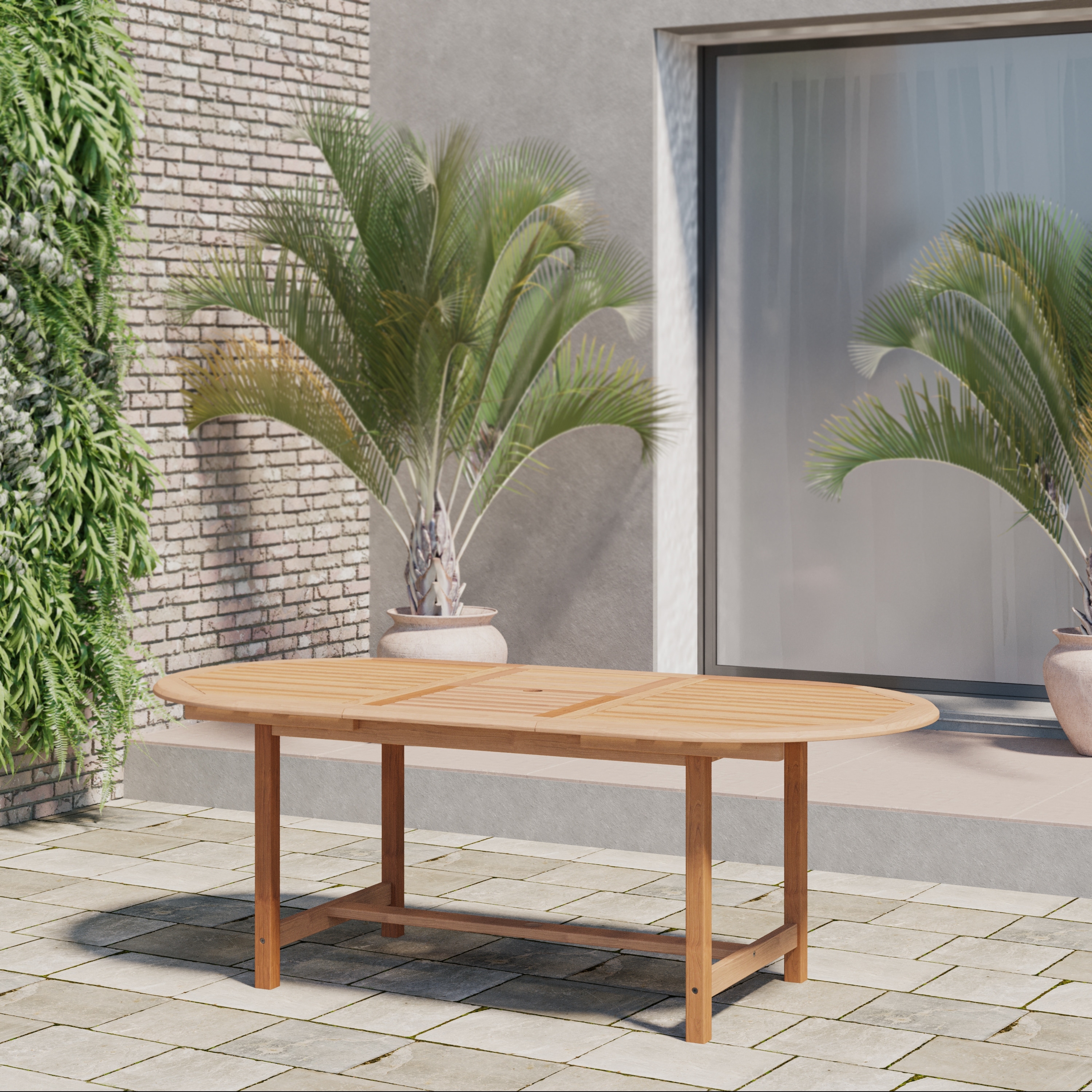 Teak oval shop outdoor dining table