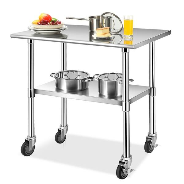 Business Industrial Work Tables 24 X 36 Stainless Steel Commercial Kitchen Nsf Prep Work Table On 4 Wheels