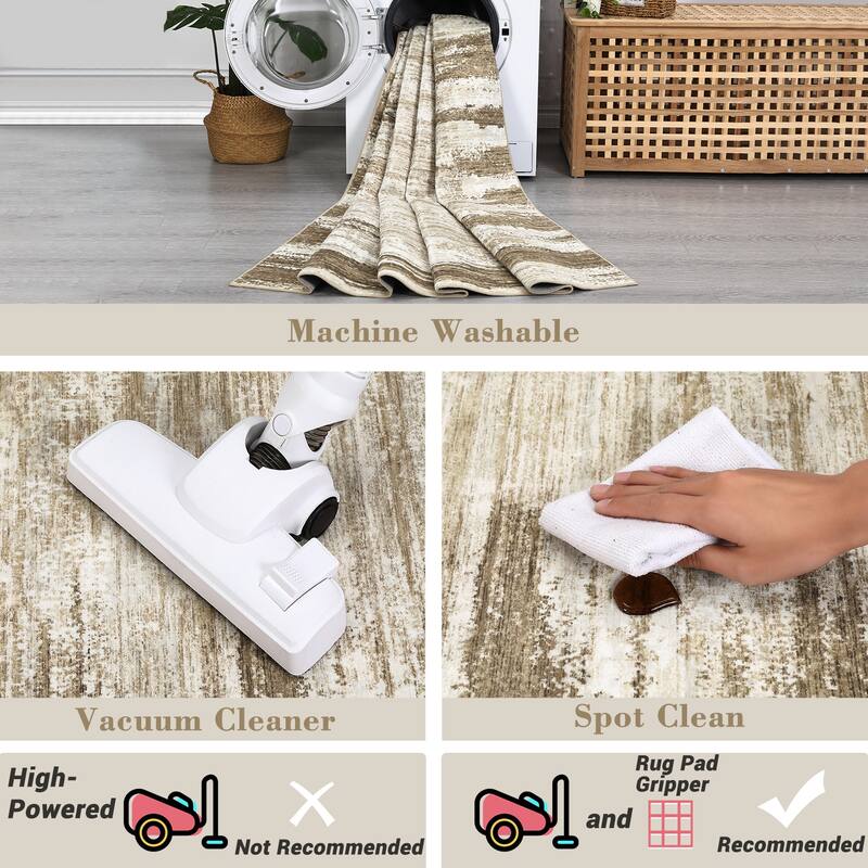 Washable Area Rugs for Living Room Modern Abstract Rug Non Slip Non Shedding Stain Resistant Carpet