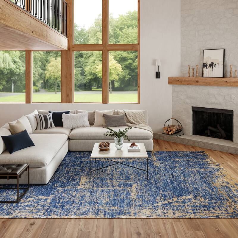 Nourison Luna Artistic Abstract Area Rug - 9'9" x 13'9" - Dark Blue Mocha - Rectangle