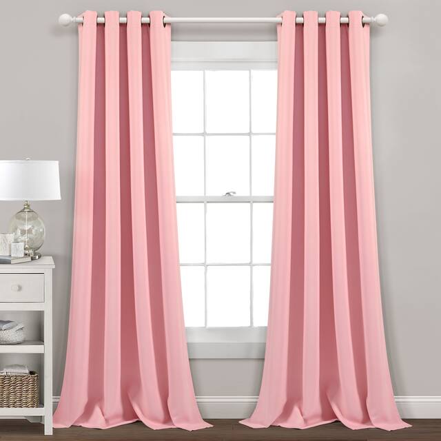 Lush Decor Insulated Grommet Blackout Curtain Panel Pair - 84 Inches - Fairytale Pink