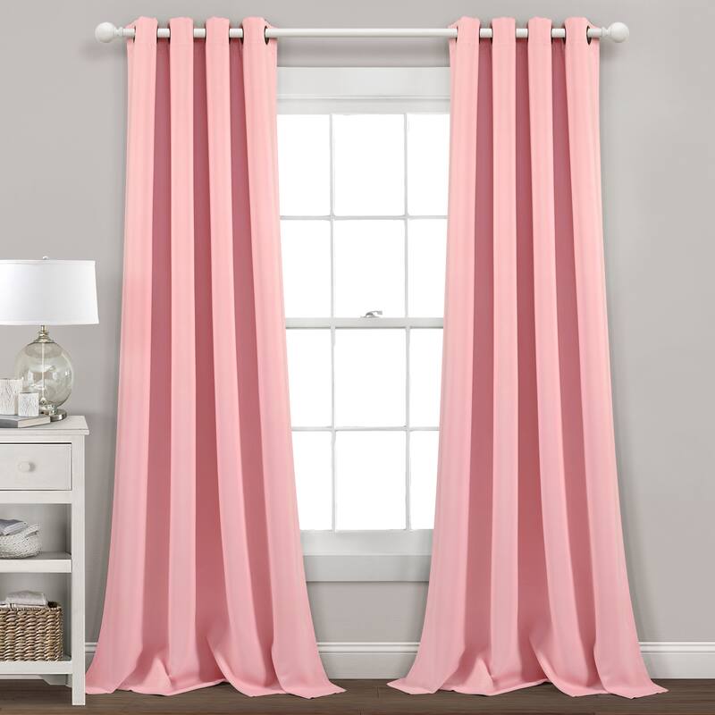 Lush Decor Insulated Grommet Blackout Curtain Panel Pair - 84 Inches - Fairytale Pink