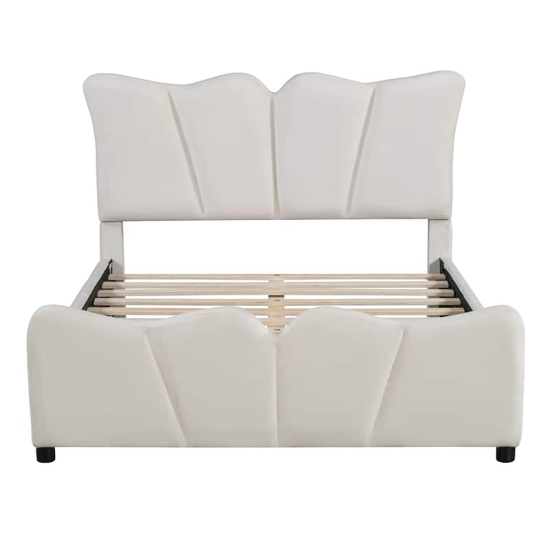 Full Size Velvet Upholstered Platform Bed