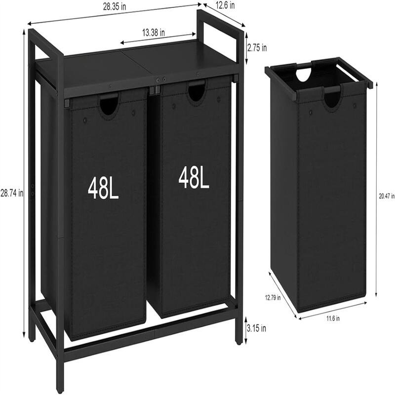Clothes Hamper for Laundry Room - 28.4"L x 12.7"W x 28.7"H