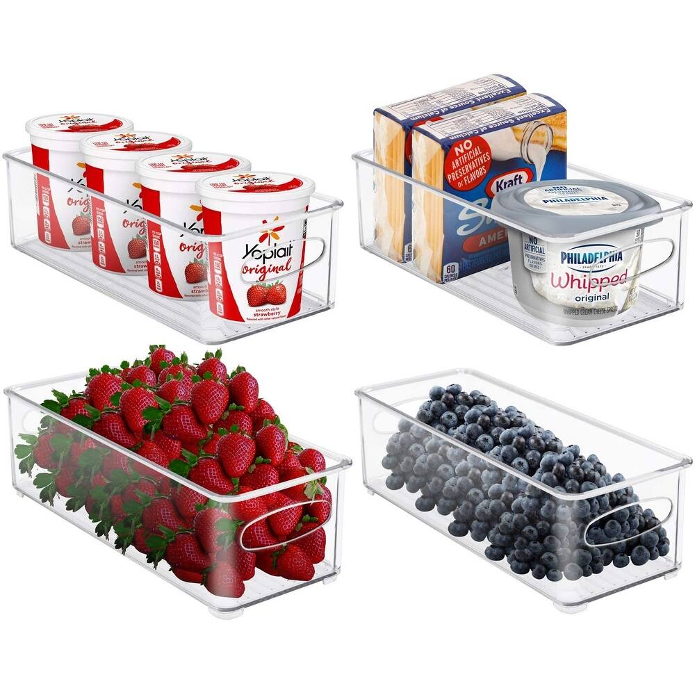 Plastic Storage Bins Stackable Clear Pantry Organizer Box Containers
