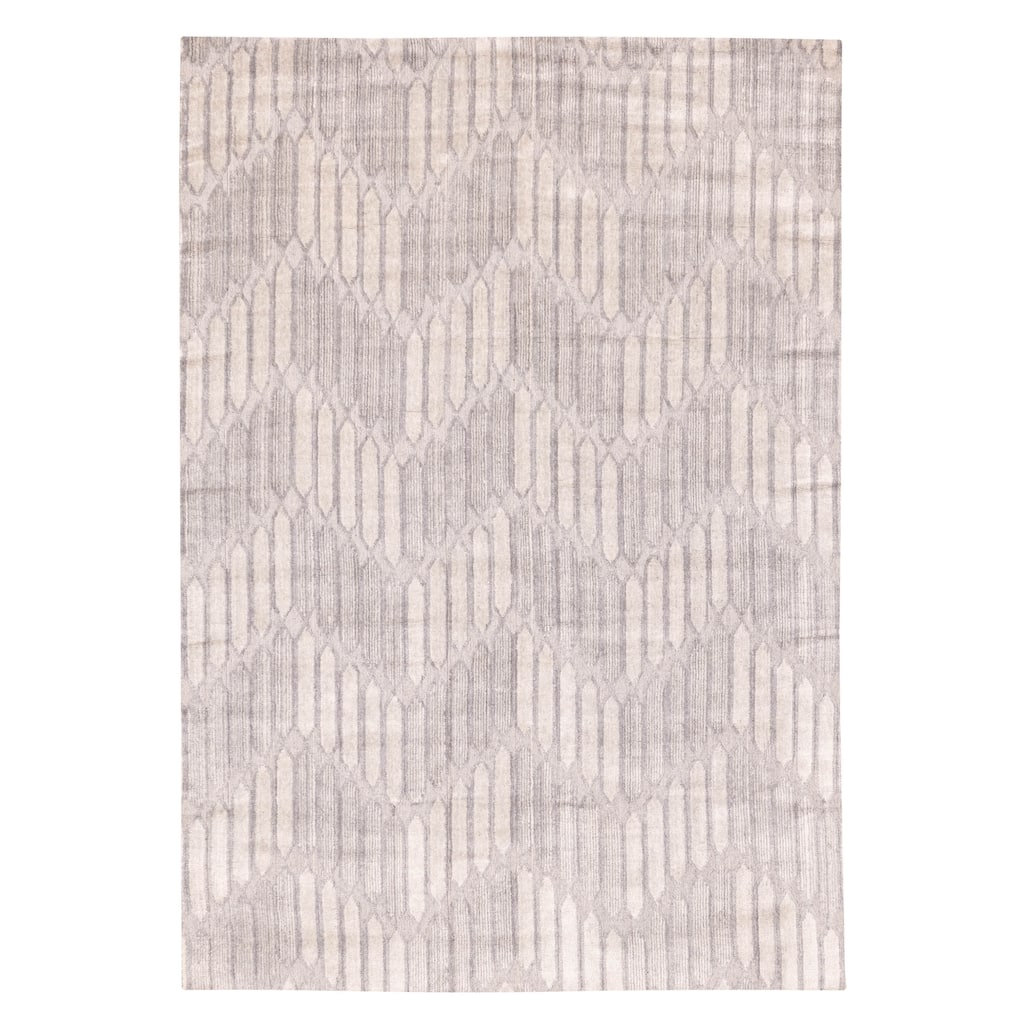ECARPETGALLERY Hand Loomed Elysian Grey Silk Rug - 6'8 x 9'7