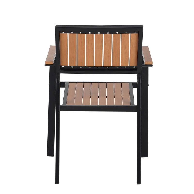 7 Piece Outdoor Patio Dining Table Set and 6 Arm Chairs Extendable Rectangular Dining Table Poolside Casual Picnic Table