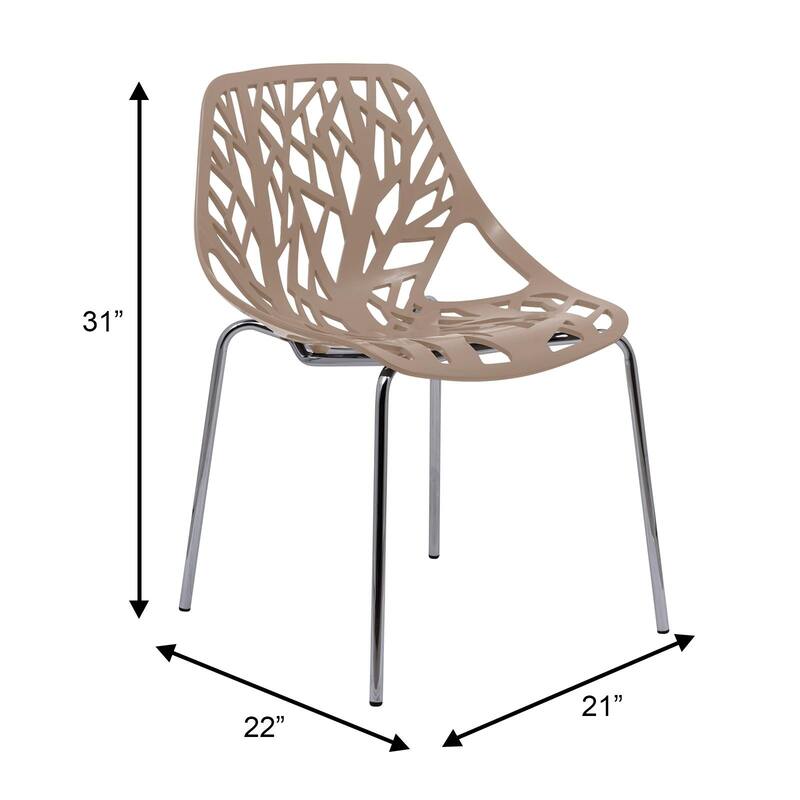 Asbury Stackable Dining Chair with Chrome Legs Side Chair with Modern Cut-Out Design Backrest