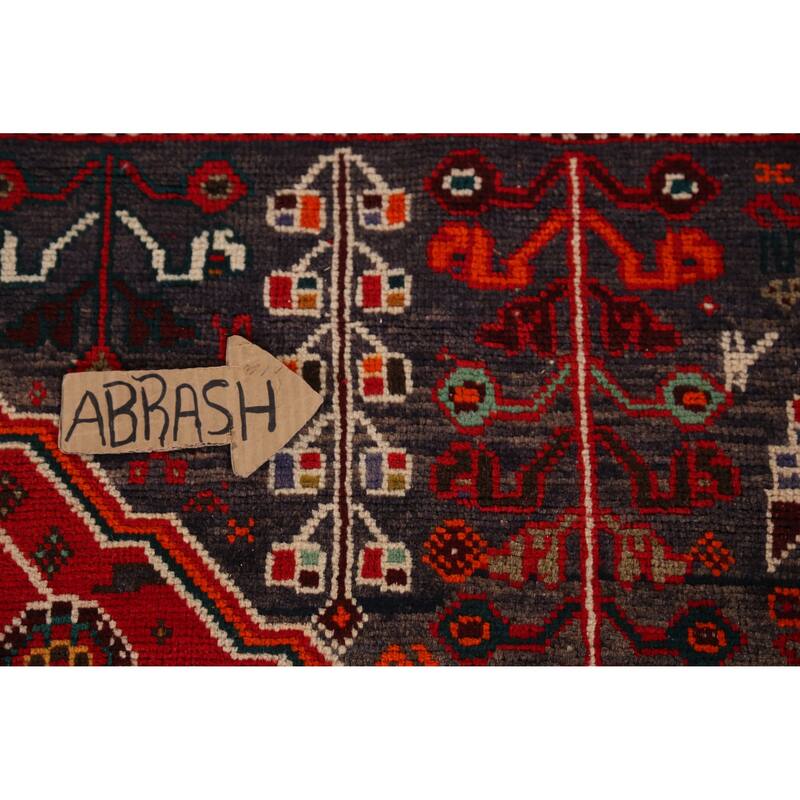 Hand Knotted Oriental 100% Wool Carpet Traditional Tribal Red Qashqai Area Rug - 9' 5'' X 6' 5''